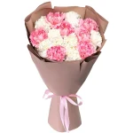 Букет из 15 бело-розовых гвоздик