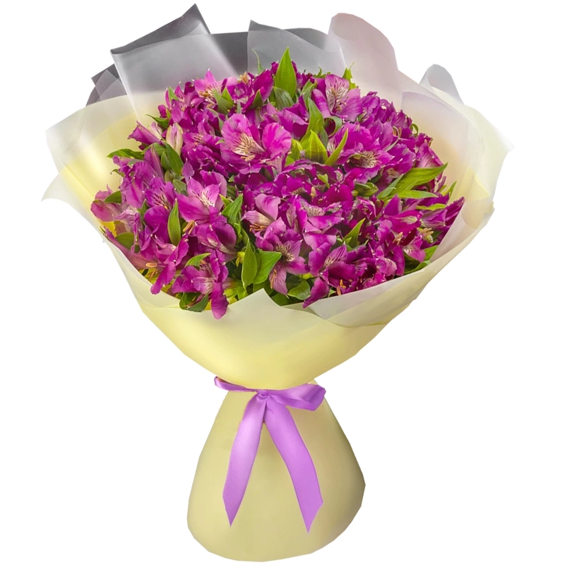 Букет из 25 сиреневых альстромерий
